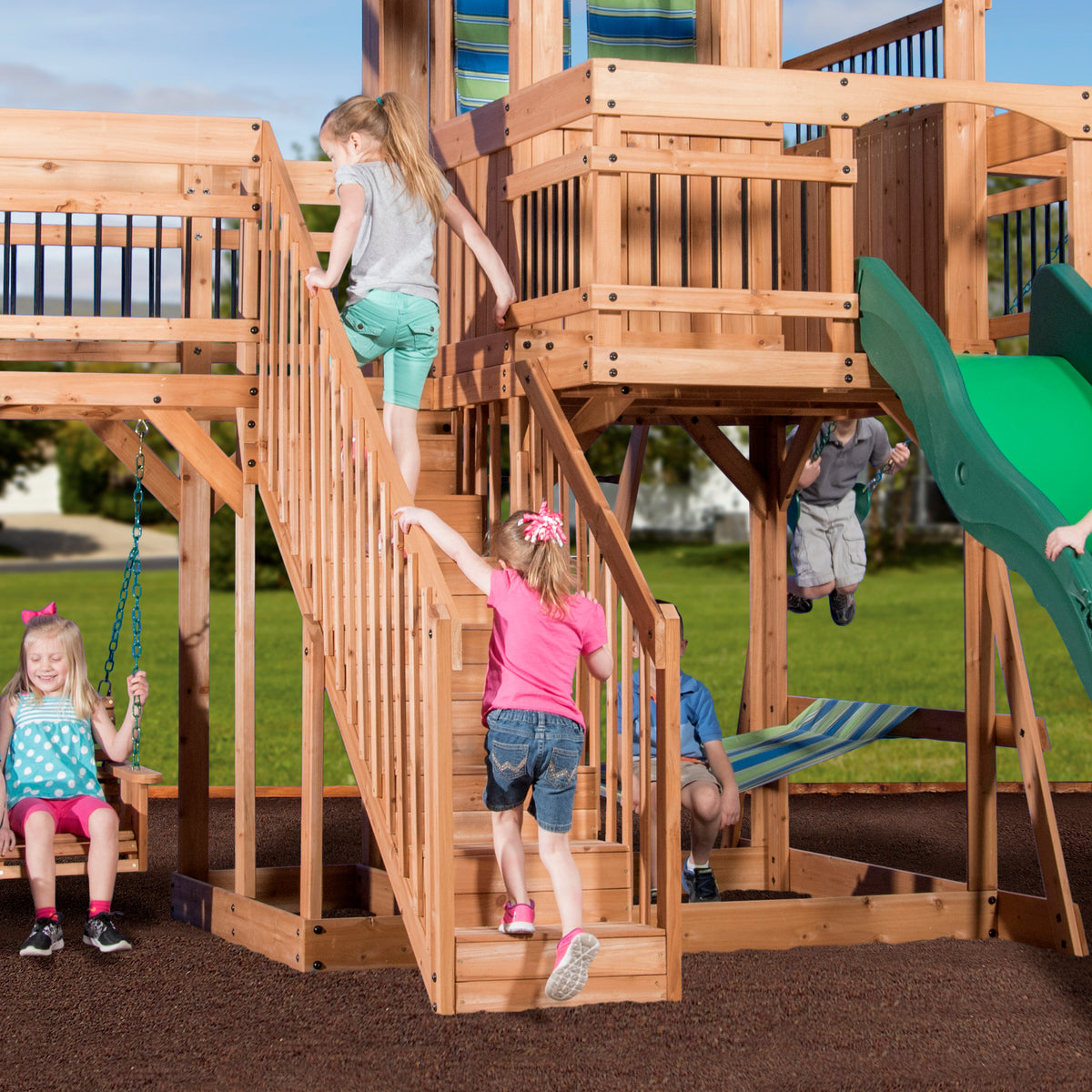 Caribbean Wooden Swing Set