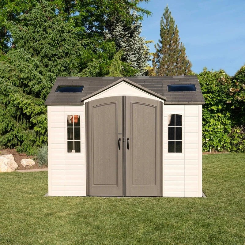 Side 10' wide x 8' deep plastic storage shed