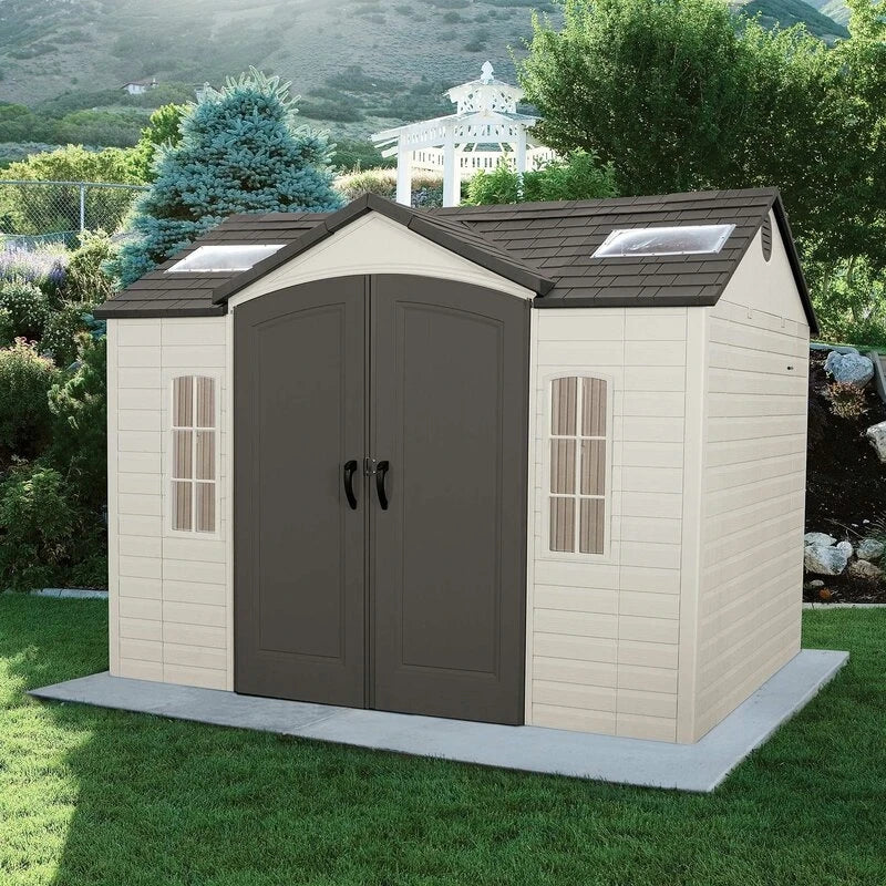 Side 10' wide x 8' deep plastic storage shed