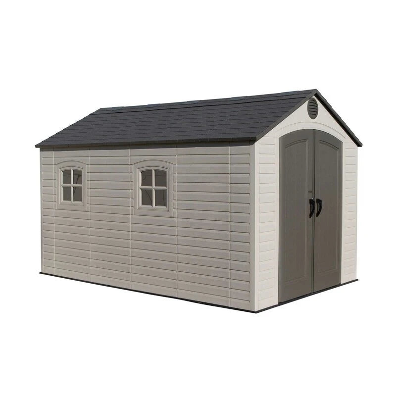 8' wide x 12.5' deep plastic storage shed