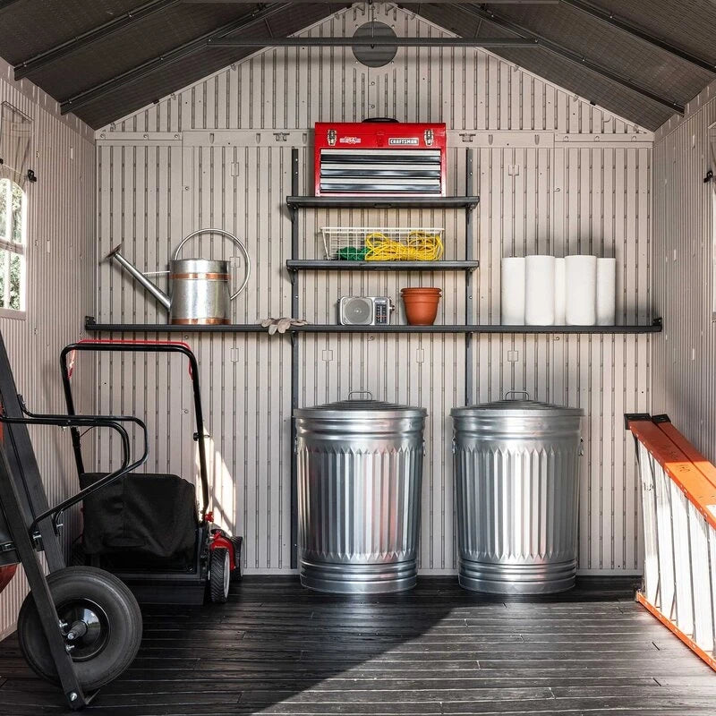 8' wide x 12.5' deep plastic storage shed