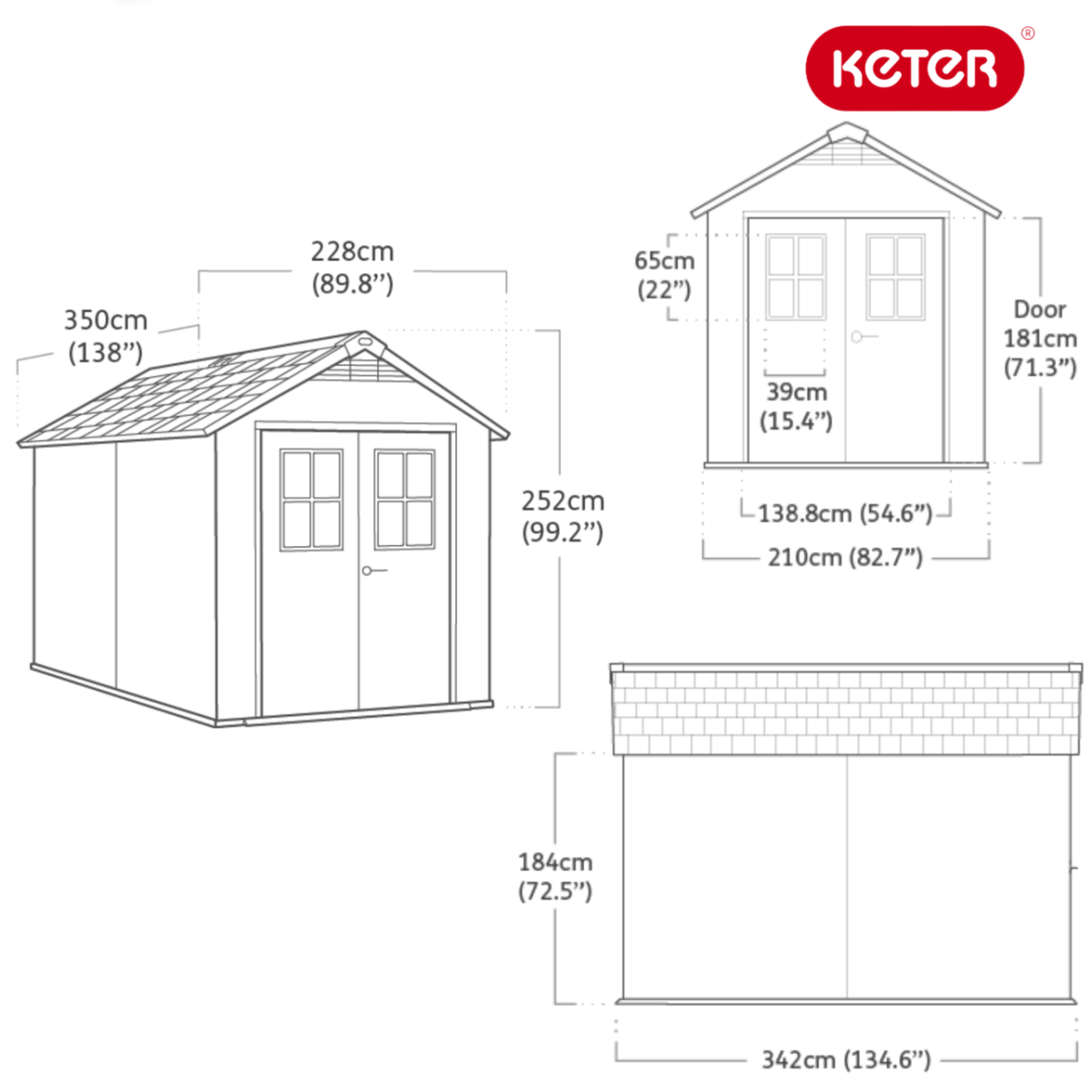 keter Storage Shed "Newton 7511" (dimensions 210 x 342 cm)