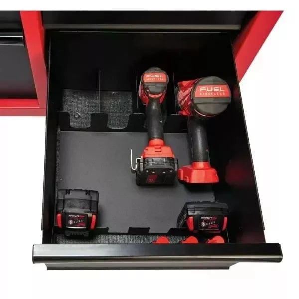 46 inches. Red/Black Textured 8-Drawer Roller Cabinet Toolbox