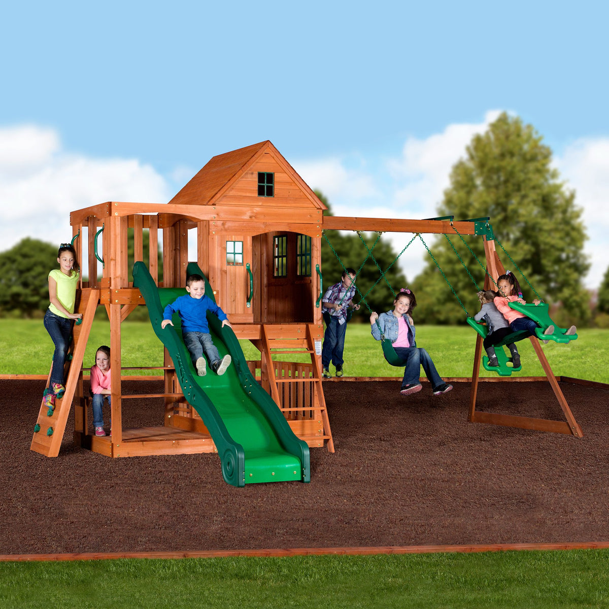 Pacific View Wooden Swing Set