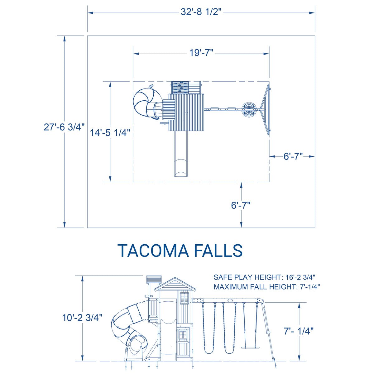 Tacoma Falls Wooden Swing Set