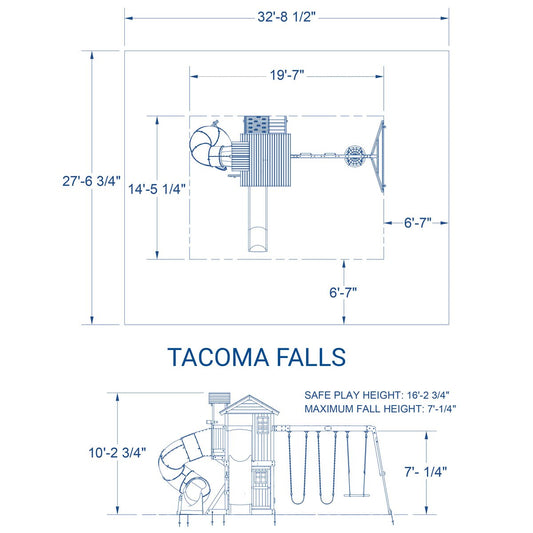 Tacoma Falls Wooden Swing Set