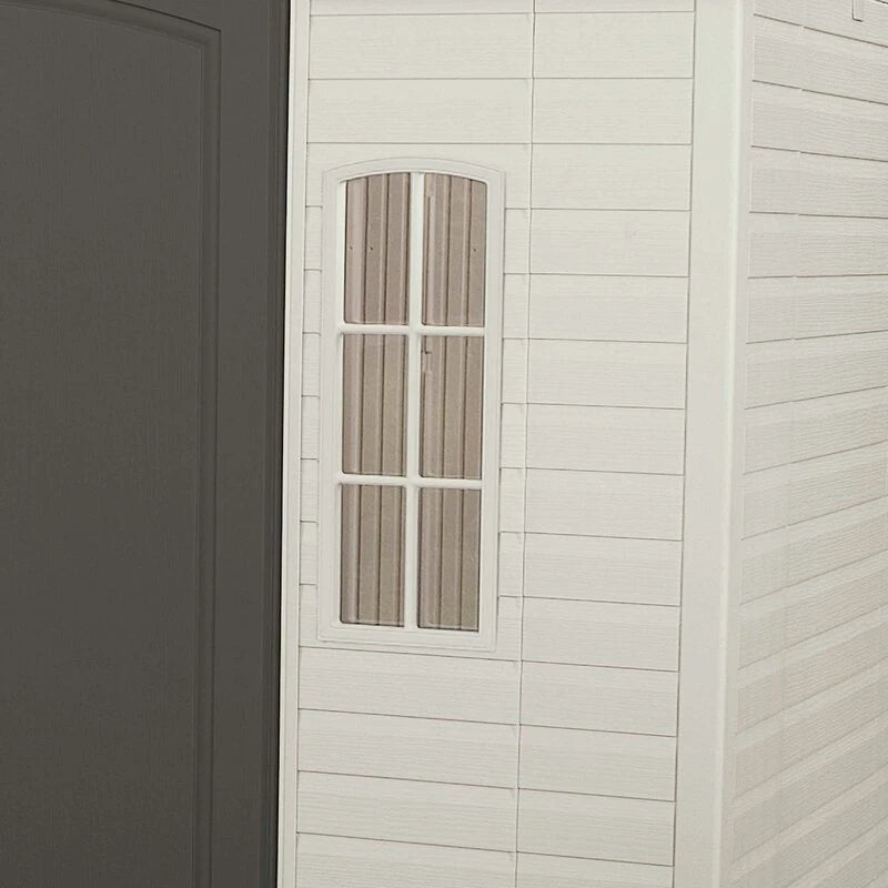 Side 10' wide x 8' deep plastic storage shed