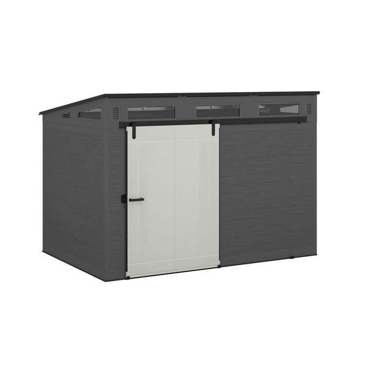 Suncast Modernist 10 ft. 9.5 in. W x 7 ft. 3.5 in. D Barn Door Resin Storage Shed