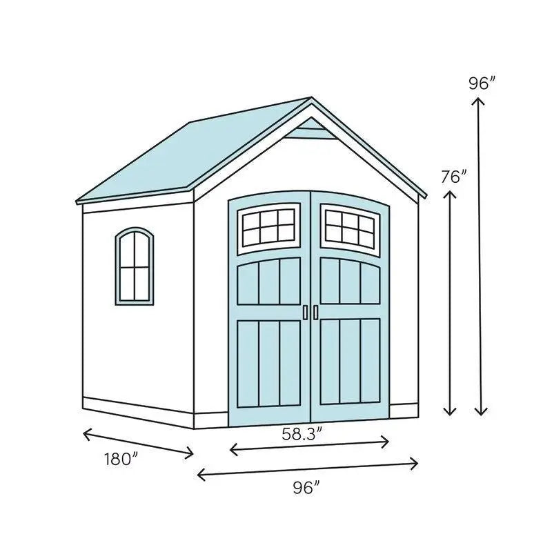 8' wide x 15' deep plastic storage shed