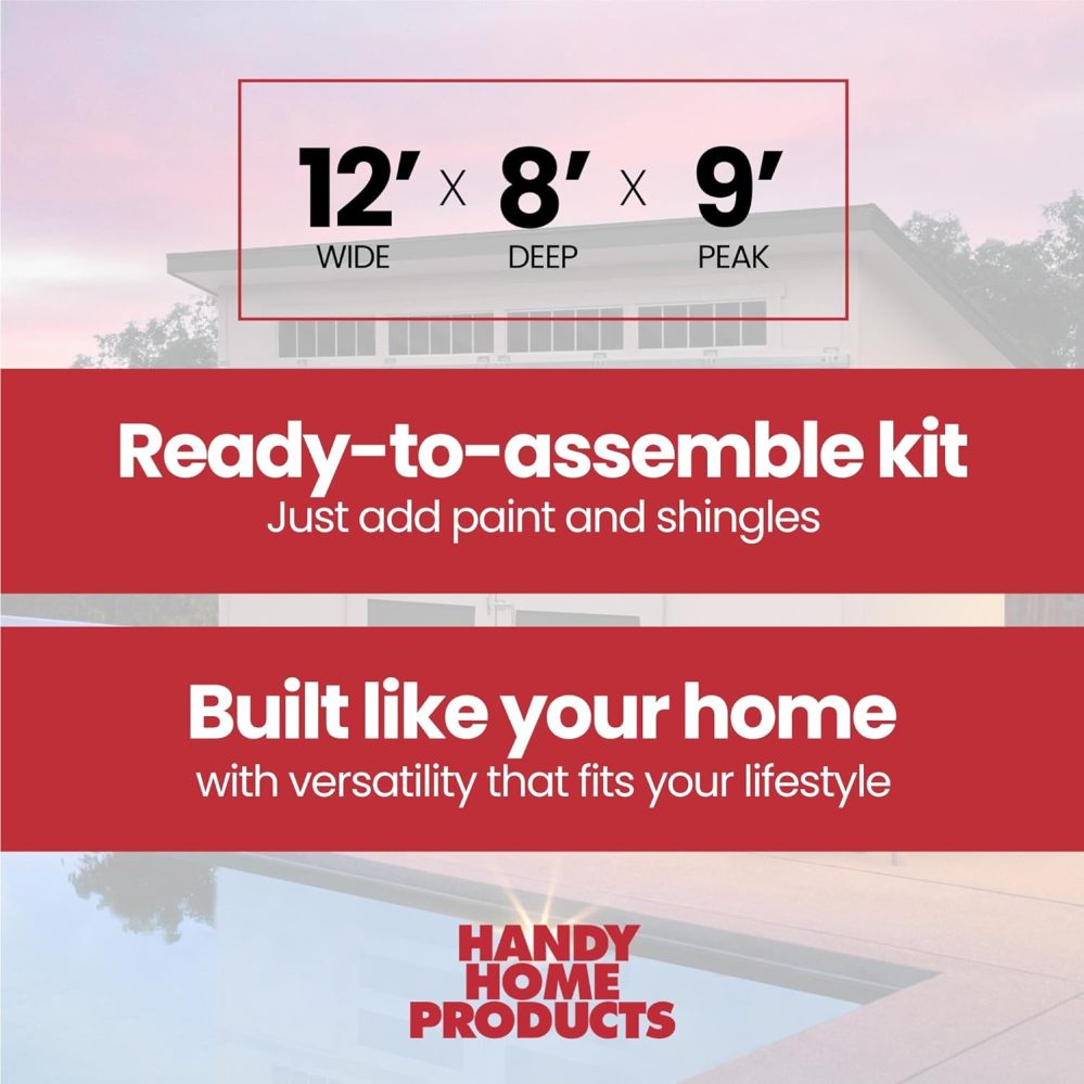 Handy Home Products Palisade 12x8 DIY Wooden Storage Shed (With Floor)