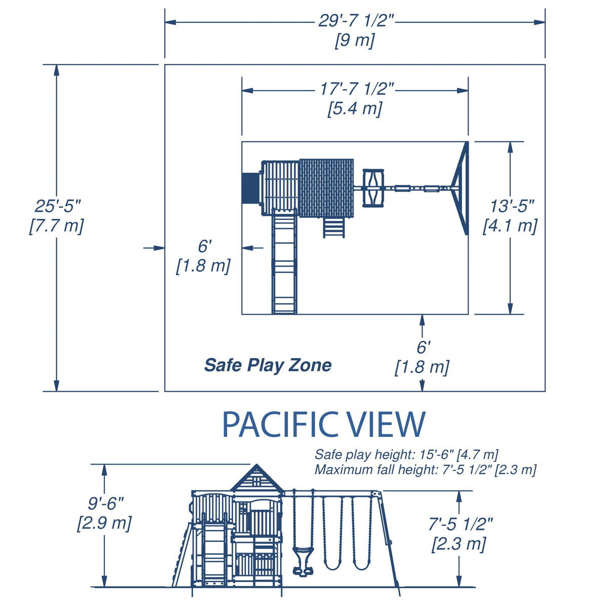 Pacific View Wooden Swing Set