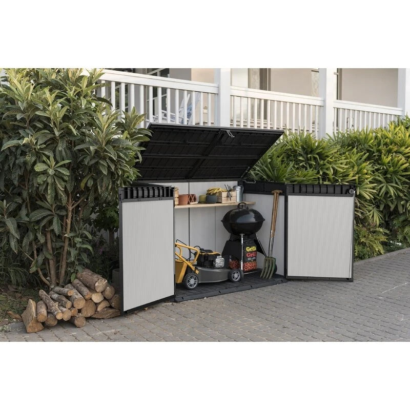 Premier Jumbo 4' 7.5" wide x 2' 8.3" deep resin horizontal trash shed