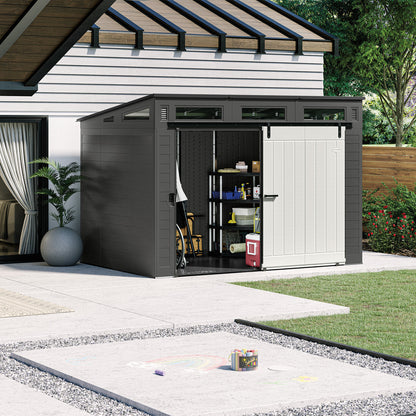 Suncast Modernist 10 ft. 9.5 in. W x 7 ft. 3.5 in. D Barn Door Resin Storage Shed