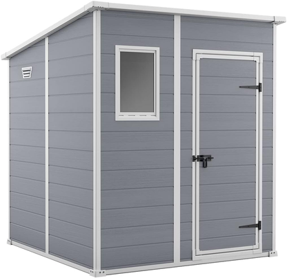 Keter Manor Outdoor Pent Single Door Garden Storage Shed 6 x 6ft Beige Brown Wood effect