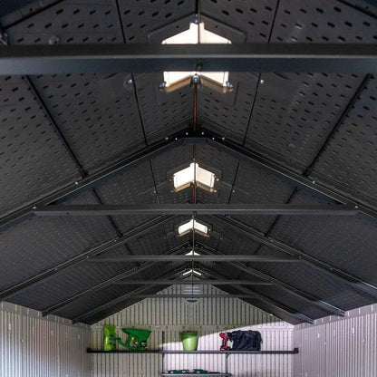 8' wide x 15' deep plastic storage shed