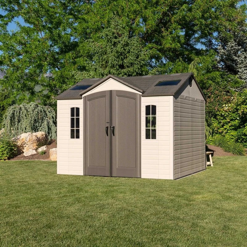 Side 10' wide x 8' deep plastic storage shed