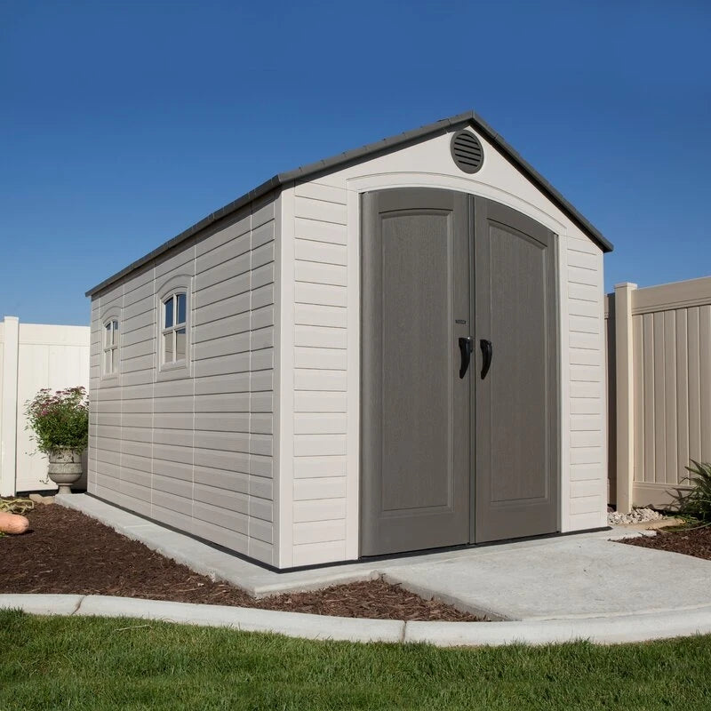 8' wide x 12.5' ​​deep plastic storage shed