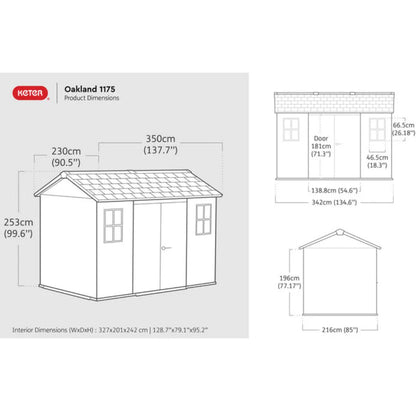 Keter Oakland Outdoor Plastic Garden Storage Shed