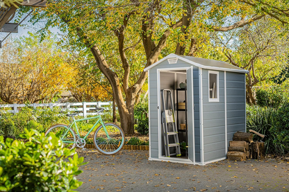 Keter Manor Outdoor Plastic Garden Storage Shed, Grey, 6 x 8 ft