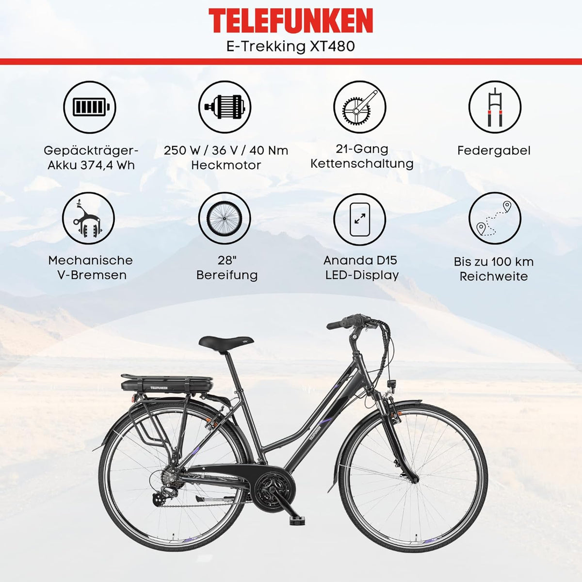 TELEFUNKEN E-Bike Trekking Expedition XT480 / XT481, 28 Zoll