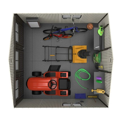 11' wide x 11' deep plastic storage shed