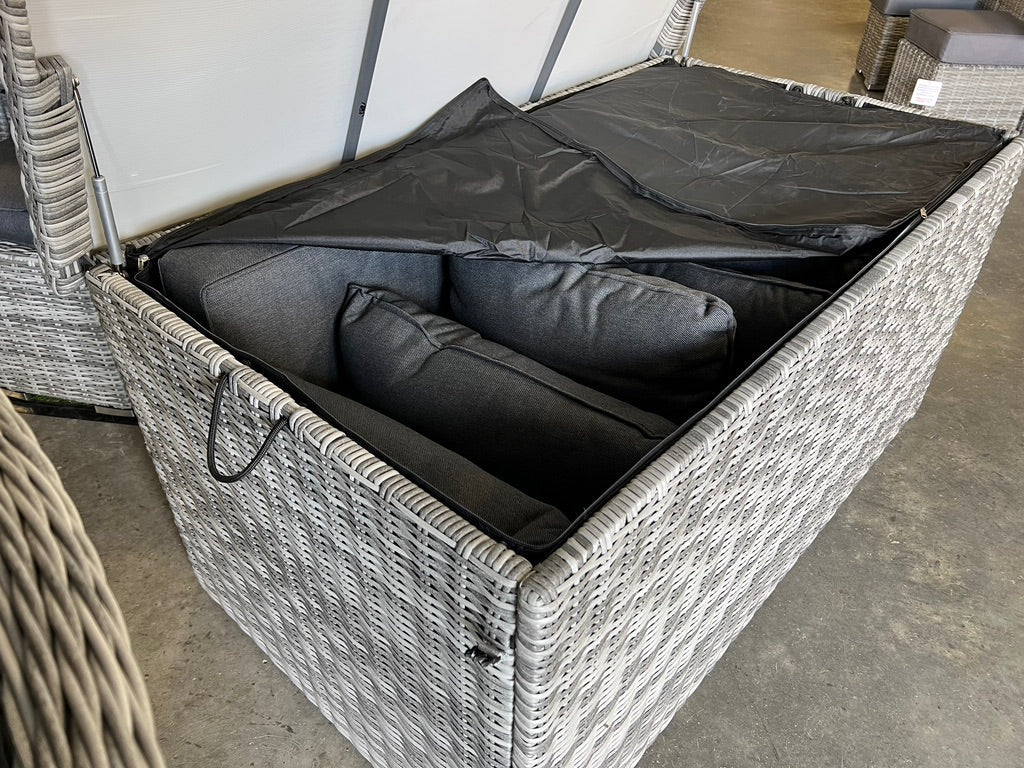 California Weather Proof Storage Chest Style Box with Liner in Grey Rattan Weave
