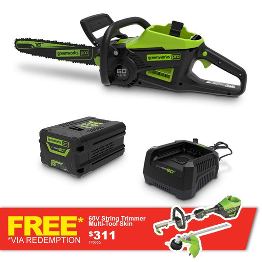 GREENWORKS 60V 1 x 4.0Ah 400mm Chainsaw Kit 2008007AU