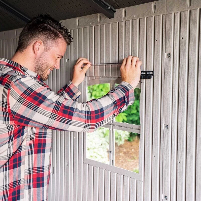 8' wide x 12.5' ​​deep plastic storage shed