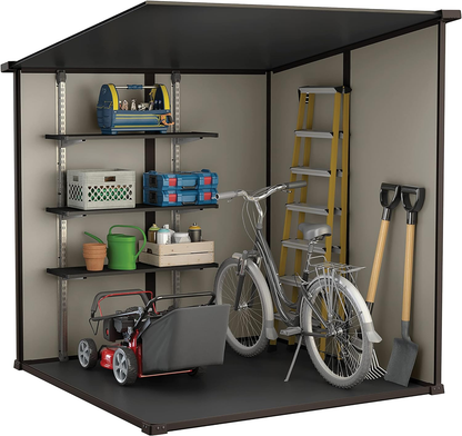 Keter Manor Outdoor Pent Single Door Garden Storage Shed 6 x 6ft Beige Brown Wood effect