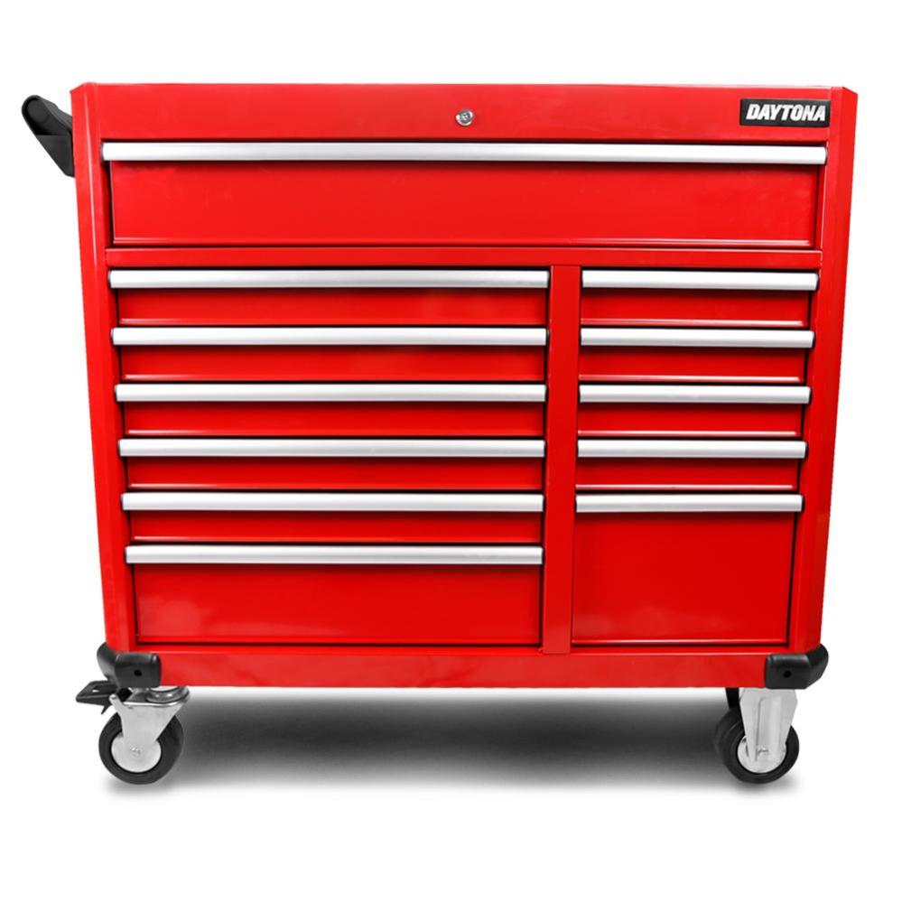 Daytona D655PS 655-Piece Machinery Tool Set with 43-Inch 12-Drawer Red Roller Cabinet