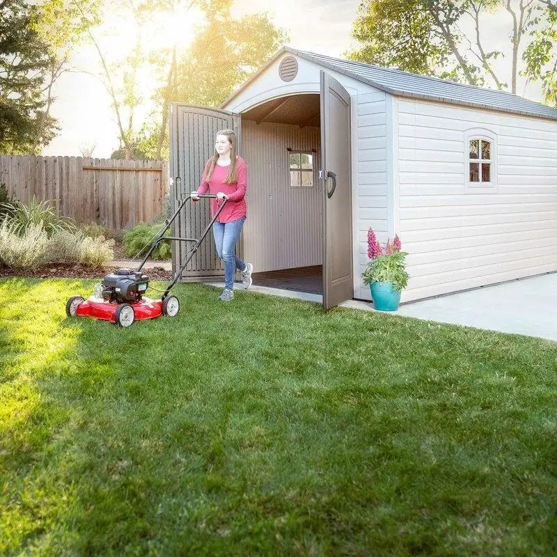 8' wide x 15' deep plastic storage shed