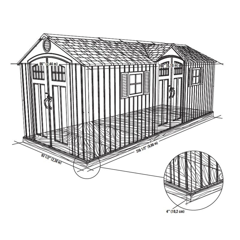 20 ft. x 8 ft. Garden Building Plastic Shed