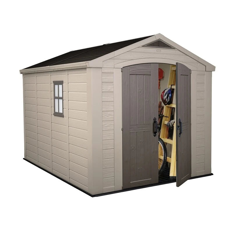 Factor 8 ft wide x 11 ft deep resin storage shed