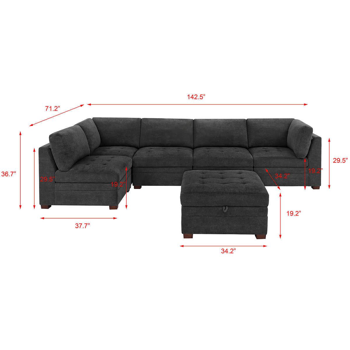 Thomasville Tisdale Fabric Sectional with Storage Ottoman