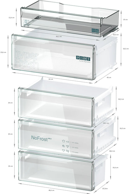 SIEMENS KG49NXXCF iQ300 Free-standing fridge-freezer with freezer at bottom 203 x 70 cm Brushed black steel antiFingerprint. Total noFrost