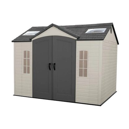 Side 10' wide x 8' deep plastic storage shed