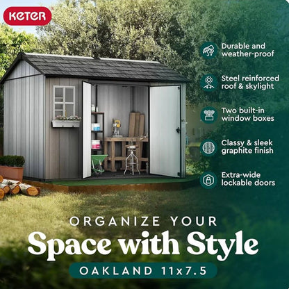 Keter Oakland Outdoor Plastic Garden Storage Shed