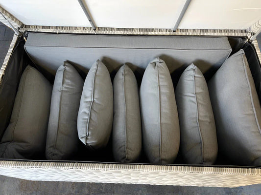 California Weather Proof Storage Chest Style Box with Liner in Grey Rattan Weave