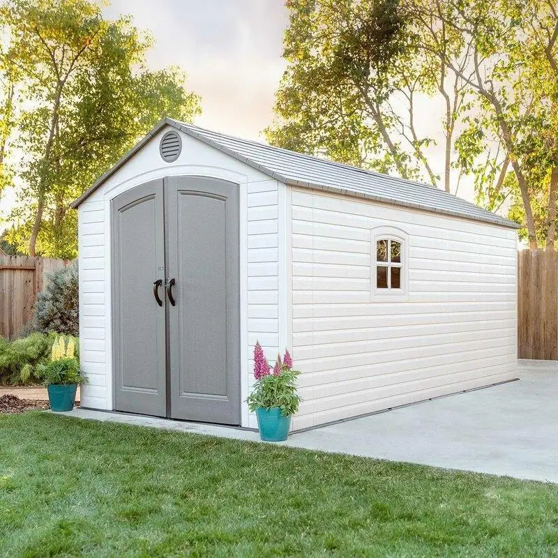 8' wide x 15' deep plastic storage shed