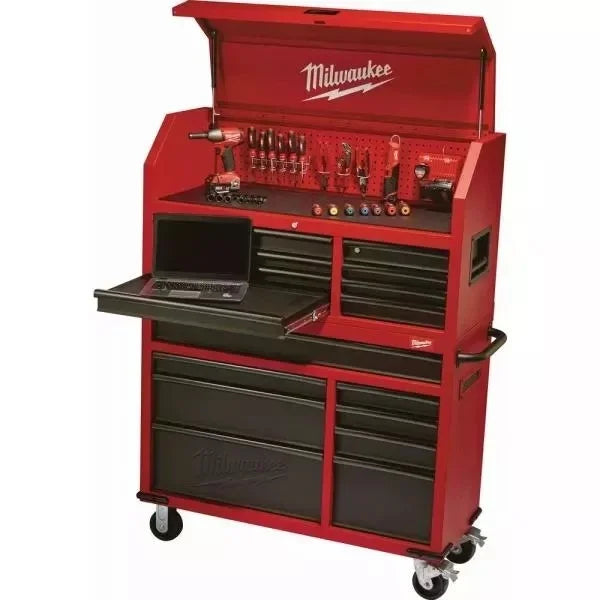 46 inches. Red/Black Textured 8-Drawer Roller Cabinet Toolbox