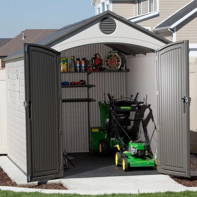 8' wide x 12.5' ​​deep plastic storage shed