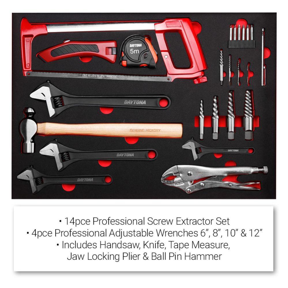 Daytona D655PS 655-Piece Machinery Tool Set with 43-Inch 12-Drawer Red Roller Cabinet