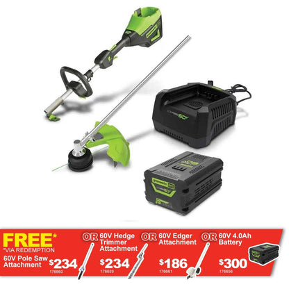 GREENWORKS 60V 1 x 4.0Ah String Multi Tool Kit 2110807AU