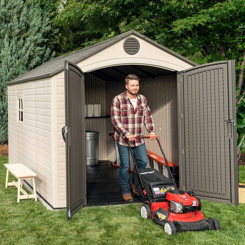 8' wide x 12.5' ​​deep plastic storage shed