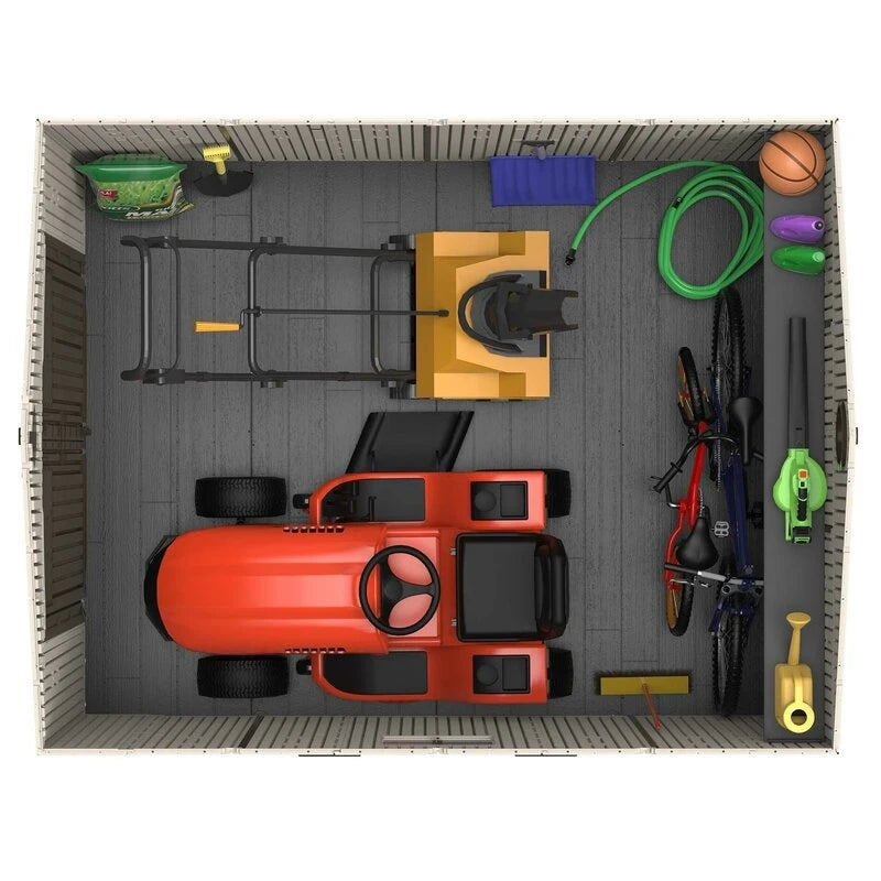 8' wide x 12.5' ​​deep plastic storage shed