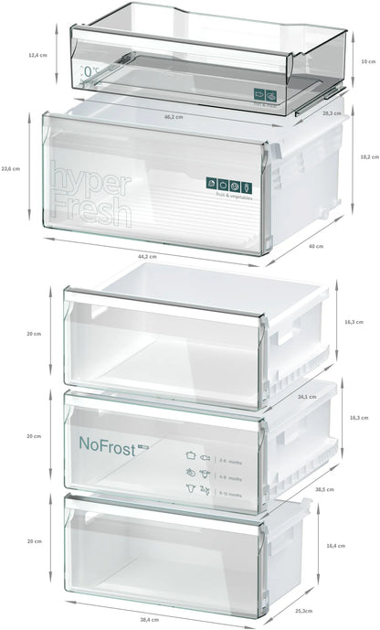 SIEMENS KG39NXIBF iQ300 Free-standing fridge-freezer with freezer at bottom 203 x 60 cm Brushed steel anti-fingerprint