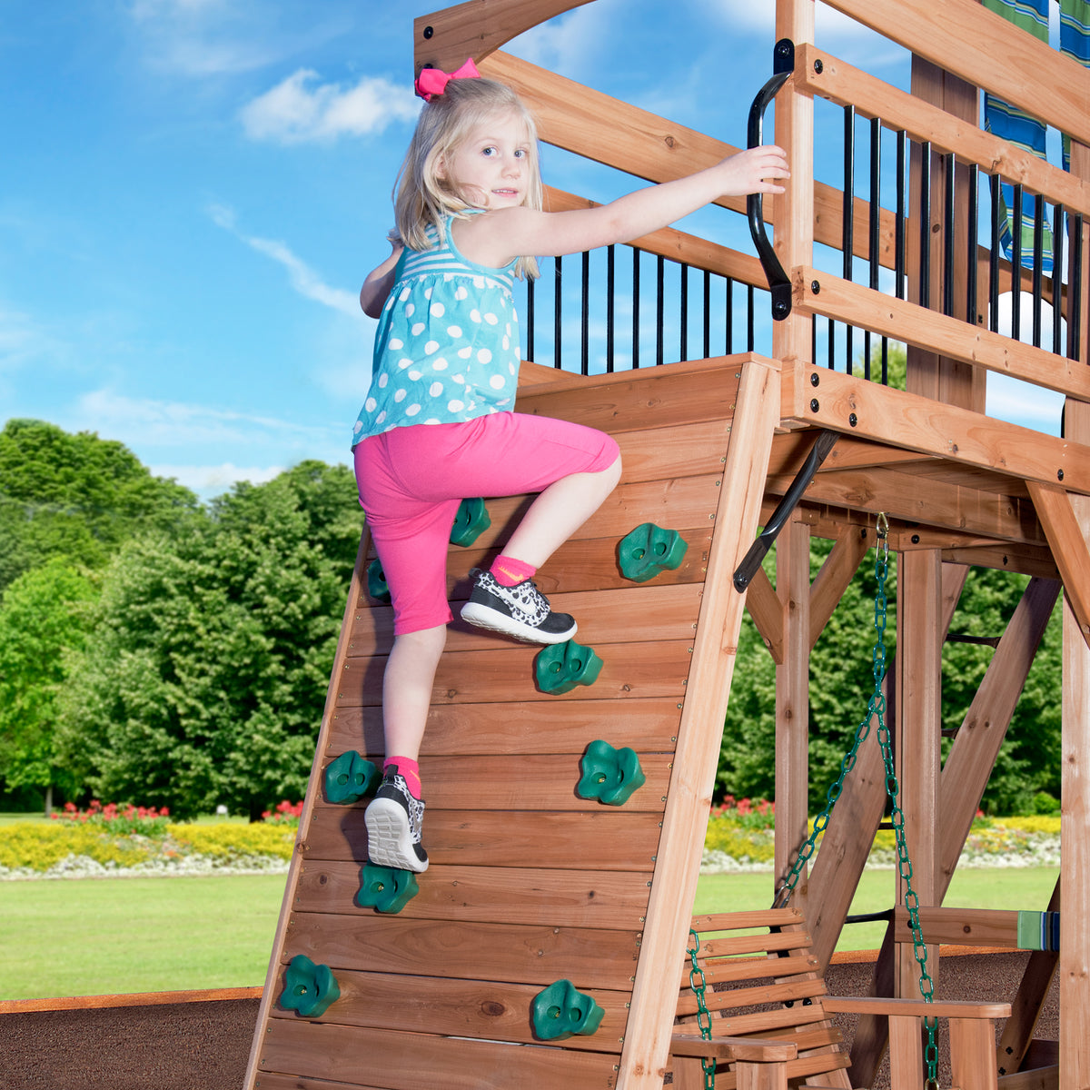 Caribbean Wooden Swing Set