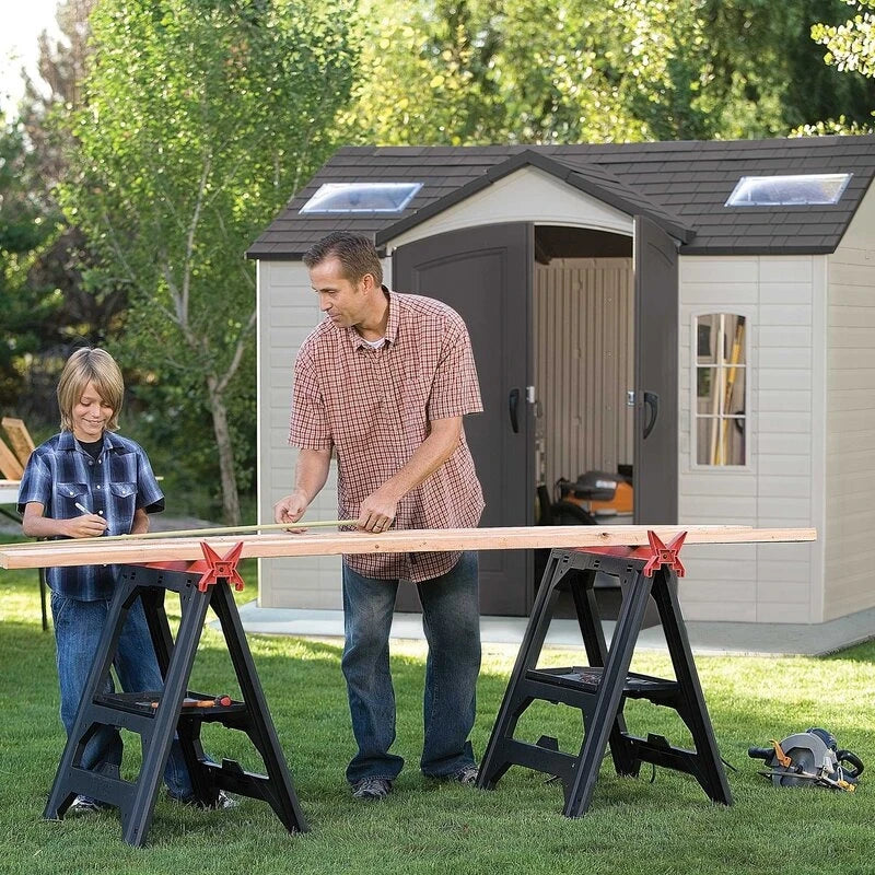Side 10' wide x 8' deep plastic storage shed