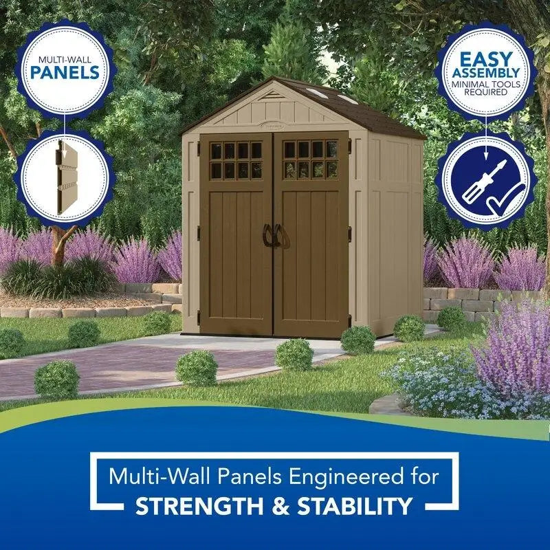 6'3" wide x 5'6" deep resin storage shed