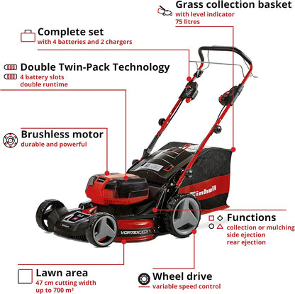 Einhell Power X-Change 36/47 Cordless Lawnmower With Battery